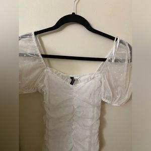 White Rutched Mini Dress